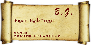 Beyer Györgyi névjegykártya